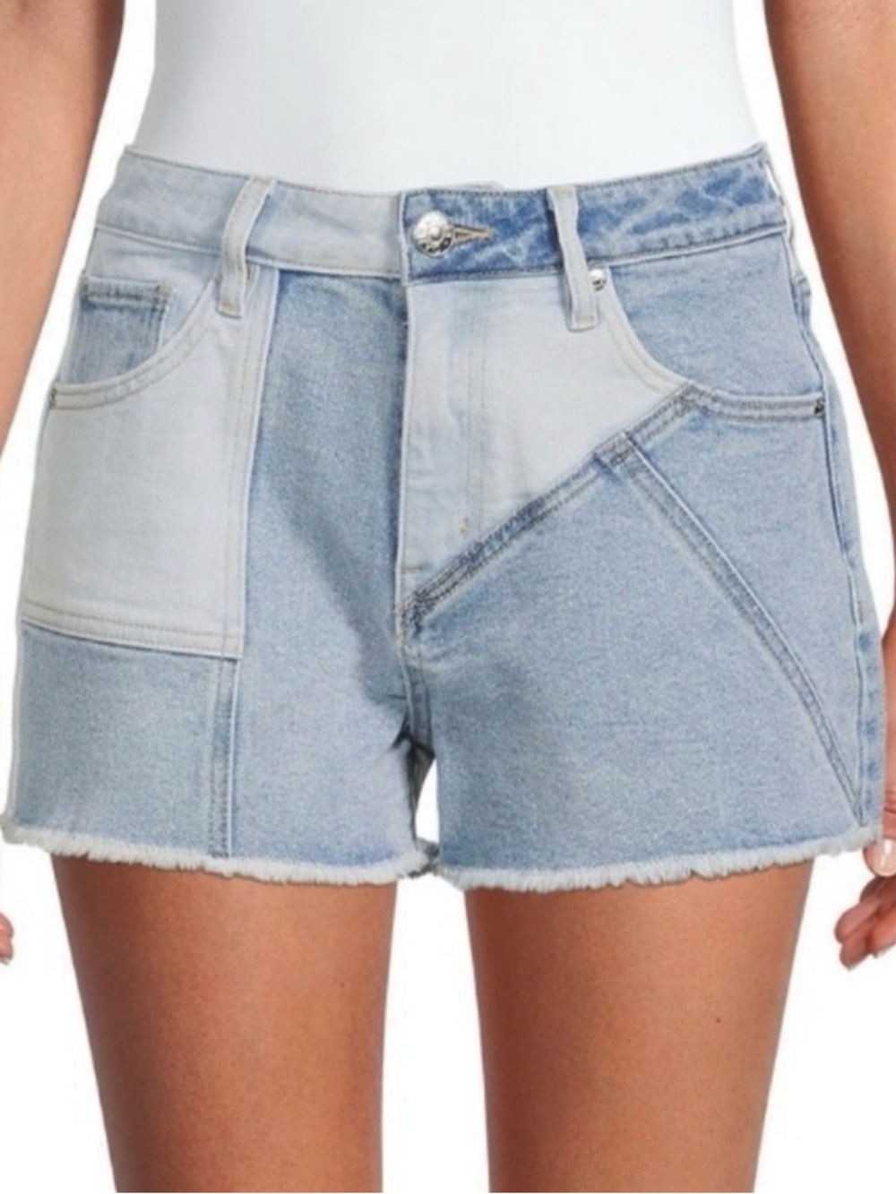 Steve Madden Patchwork Denim Mom Cut Off Shorts 9 NWT